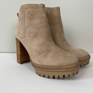 Vince Camuto Beige Suede Platform Boots